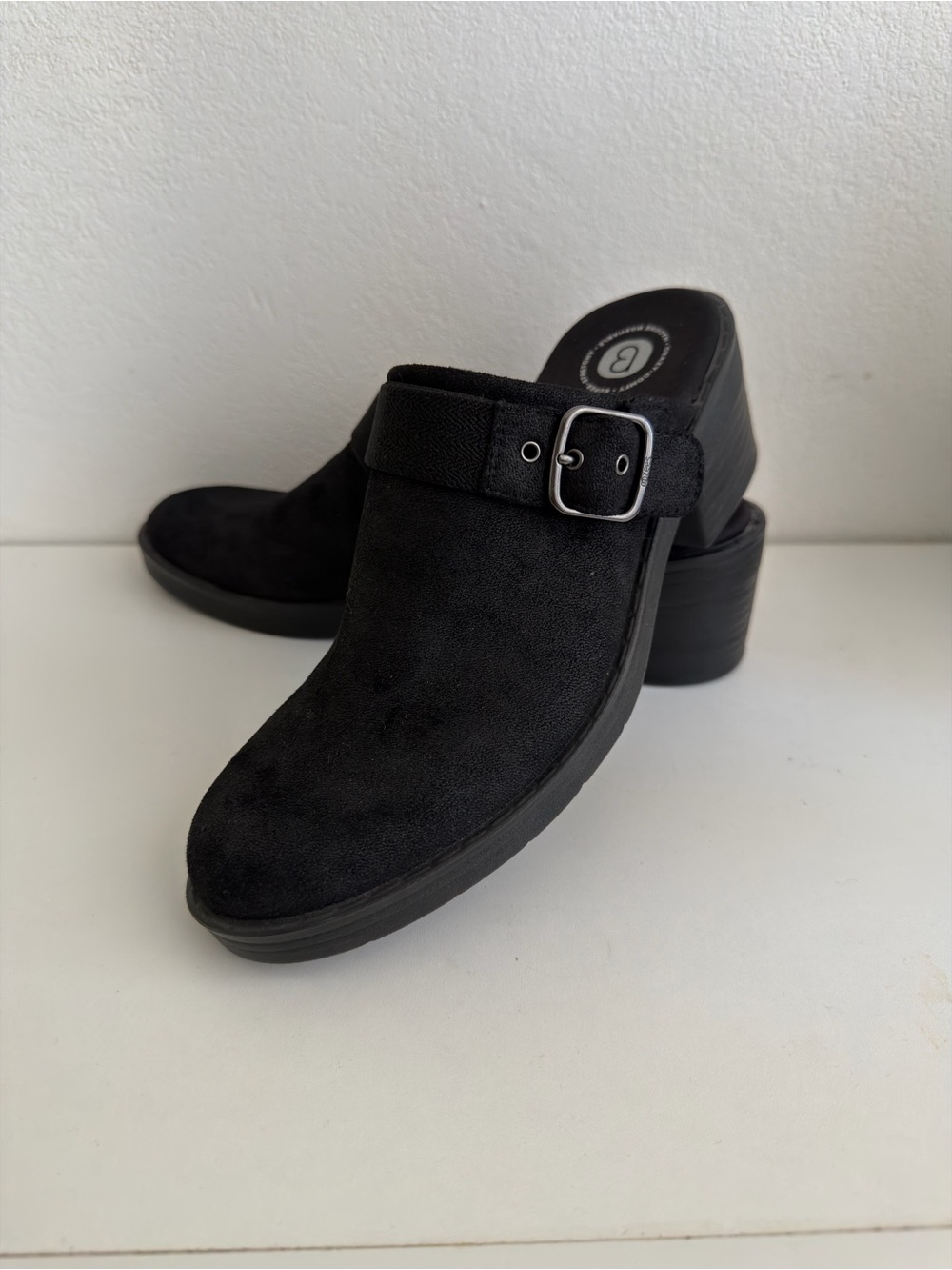 Bzees black suede clog